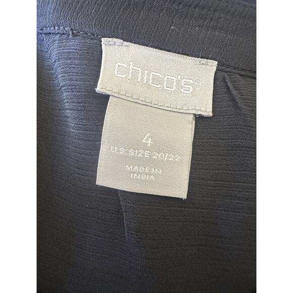 Chico's Sheer Black Lattice Lace Blouse Women's Top Size 4 US 20 22 - Picture 6 of 12